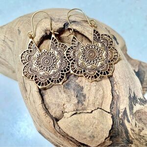 Intricate rustic gold BOHO earings w THAI/macrame/Gypsy  feel